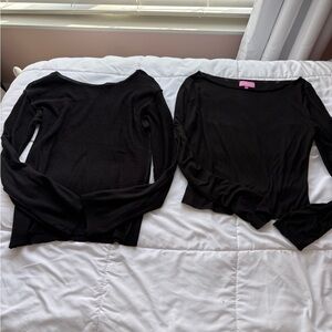 2 see thru sheer  black tops